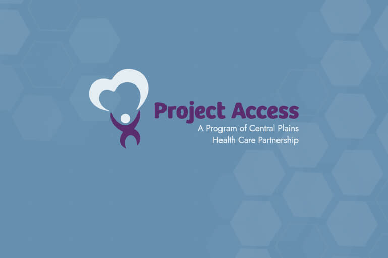 Project Access logo on a blue patterned background.