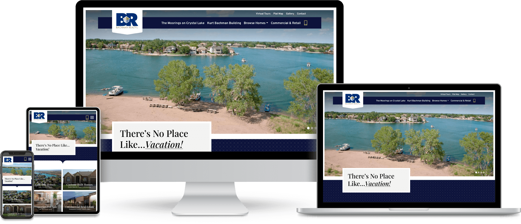 Bachman Realty website shown on desktop, laptop, tablet and mobile devices.