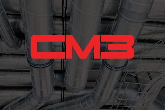 CM3 logo over faded photo of hvac ducts.