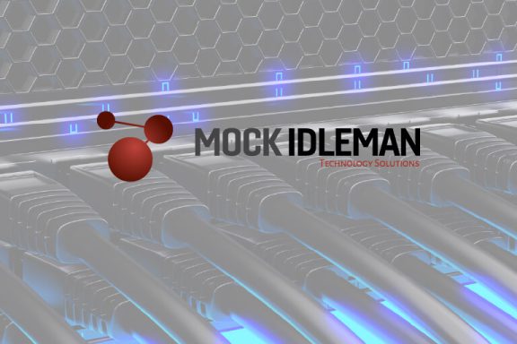 Mock Idleman logo over photo of networking cables.
