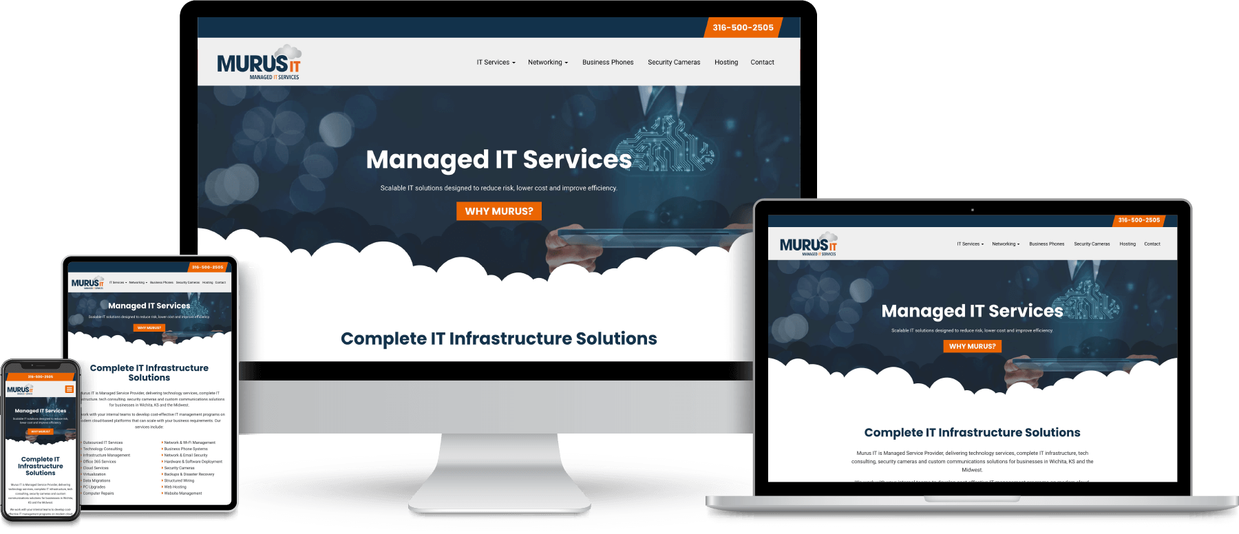 Murus IT website shown on desktop, laptop, tablet and mobile devices.