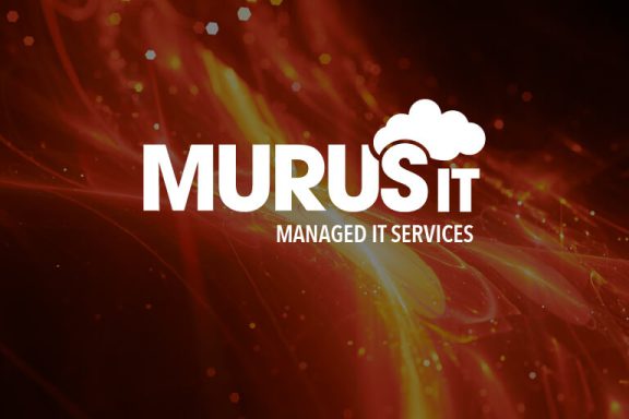 Murus IT logo on abstract orange background.