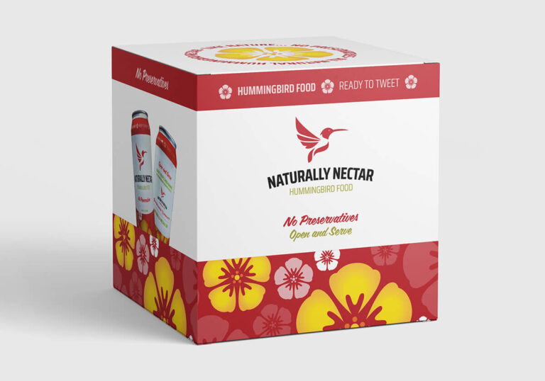 A 4 pack box of Naturally Nectar. The box is white and red with yellow flowers.