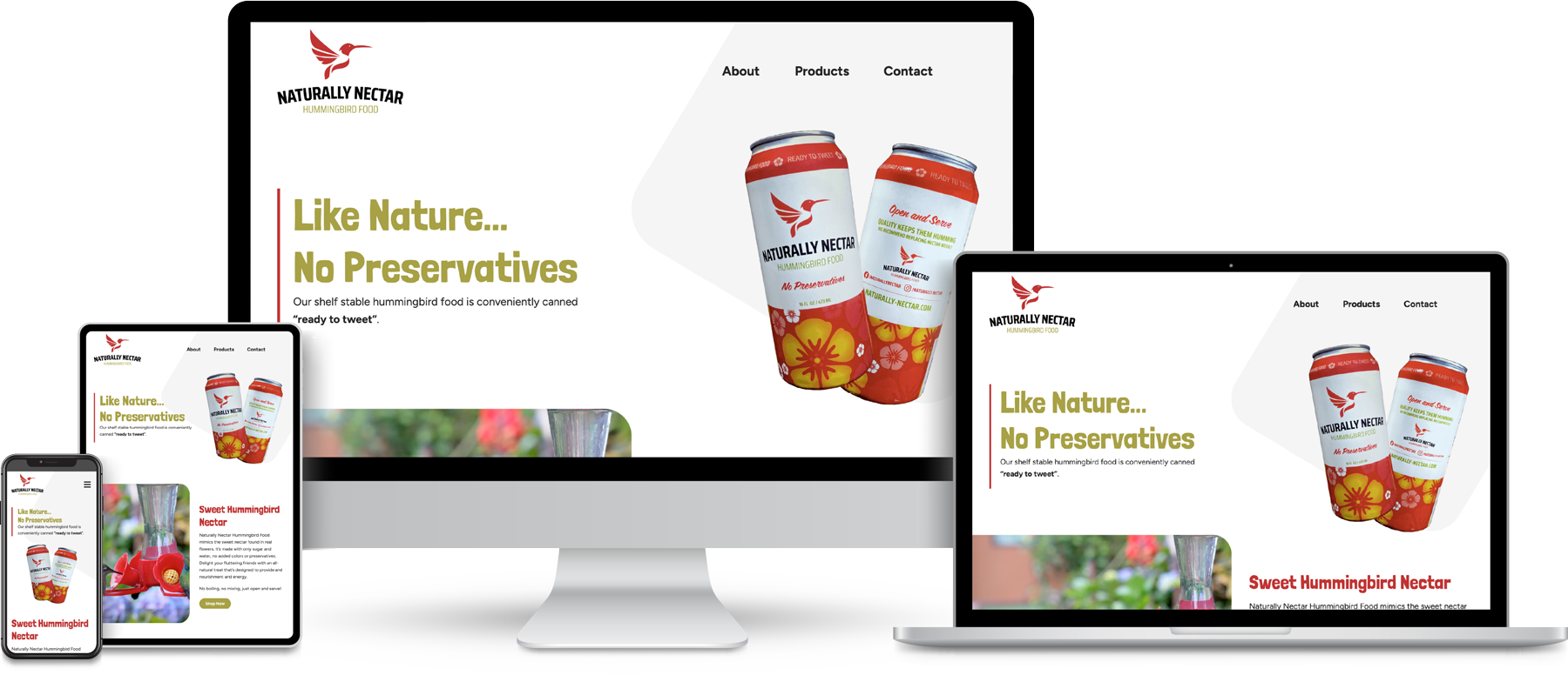 Naturally Nectar website shown on desktop, laptop, tablet and mobile devices.