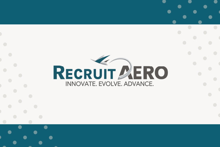 RecruitAERO logo on a white and blue background.