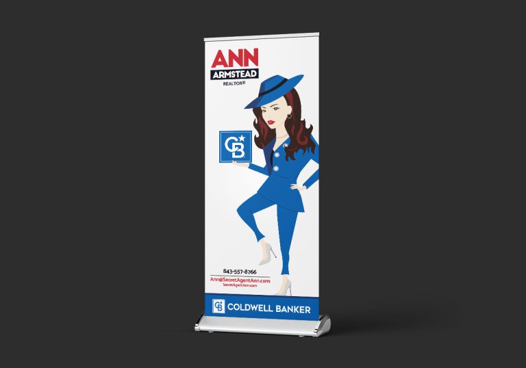 Rollup banner design displaying the Secret Agent Ann character.
