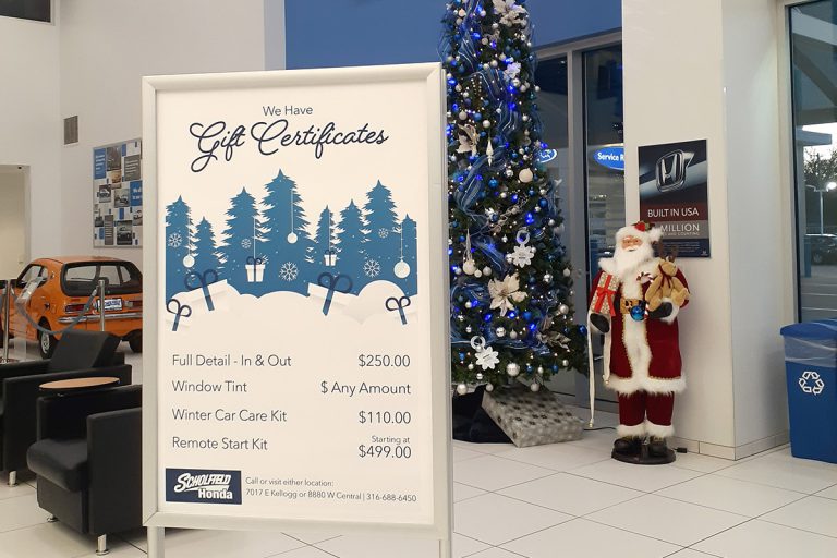 Holiday Gift Certificate Signage