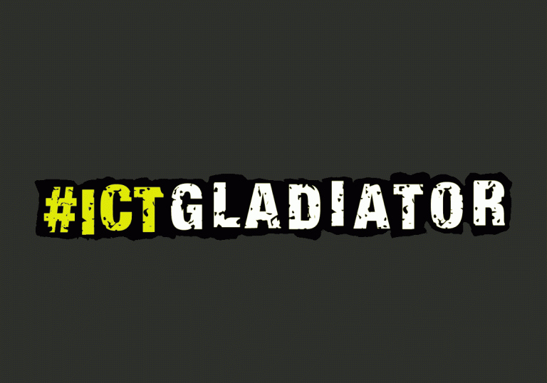 ICT Gladiator animated text flashes between yellow and white, with a Wichita Flag that raises.