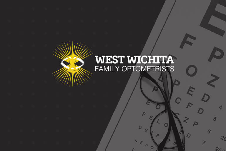 West Wichita Family Optometrists over a photo of an eye chart.